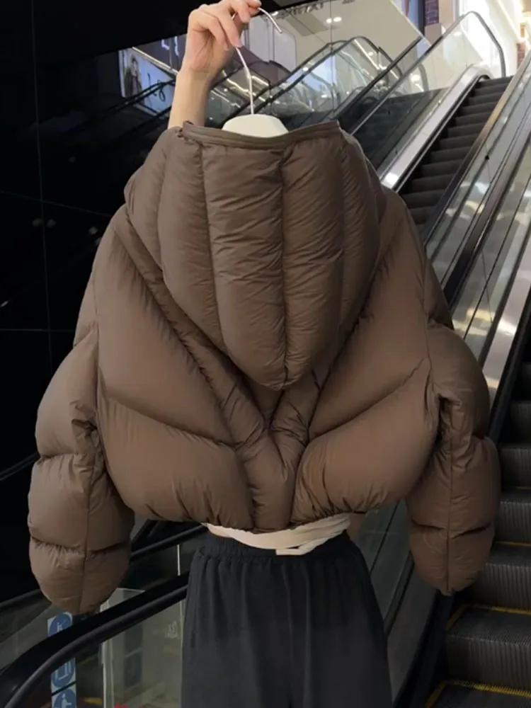 Único ort marrom com capuz feminino para baixo Jaet Sli Faionable casaco de inverno Premium Quali Cact Tamanho Commute Sle