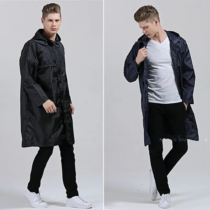 Waterproof Lightweight Hooded Rain Coat for Men, Navy and Black Raincoats, Ponchos, Plus Size, XL