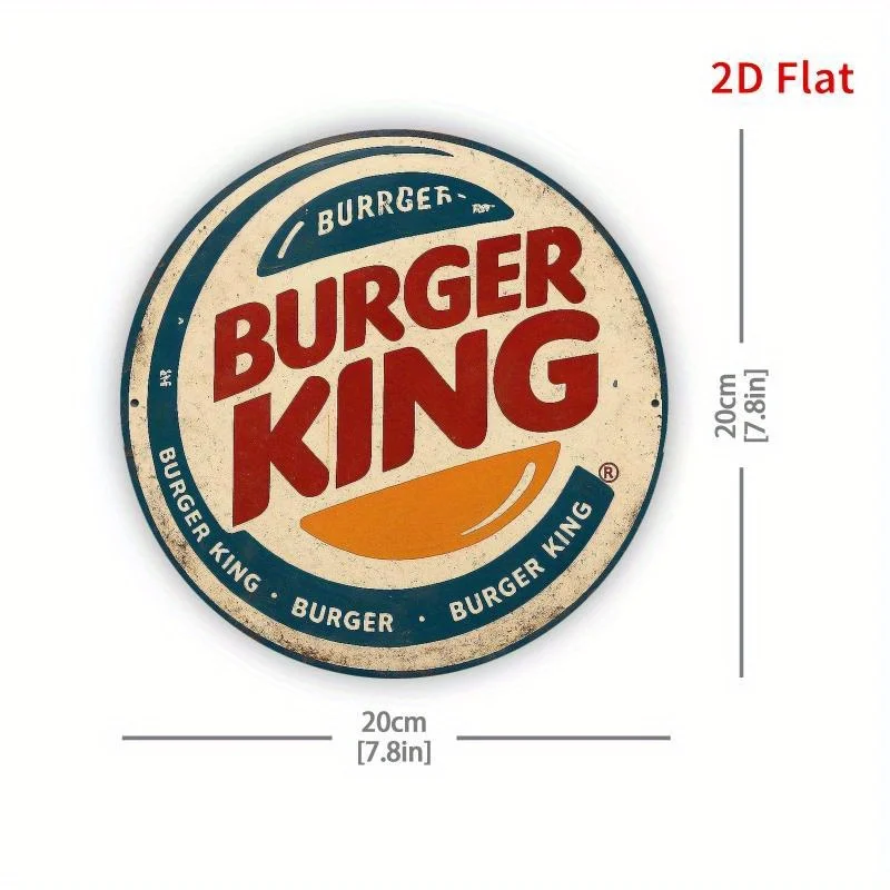 Burger King Retro-Holzlogo – Rot-weiße Burger King-Logodekoration – Zuhause, Büro, Garage, Café – Detail 2