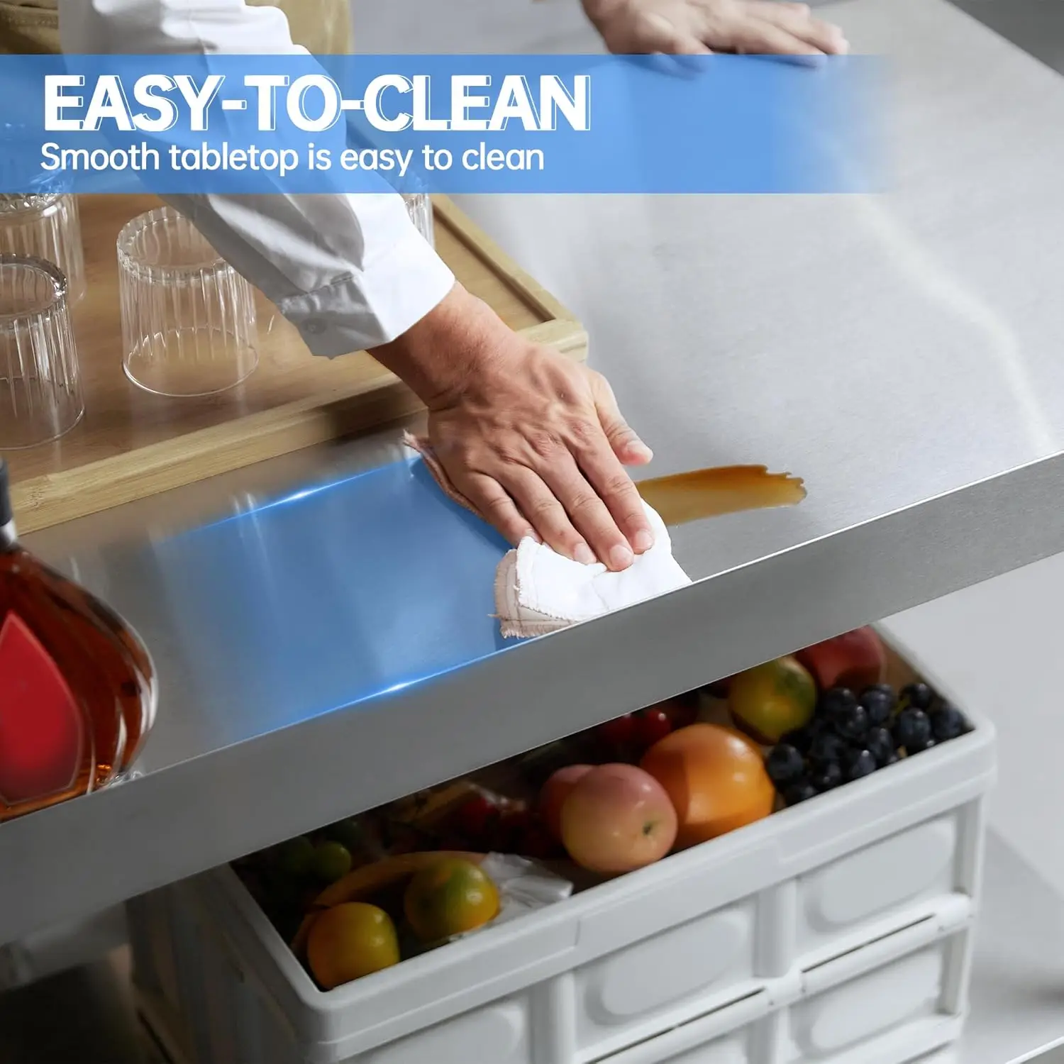 Mesa de trabajo de acero, mesa comercial para Preparación y trabajo para restaurante y hogar