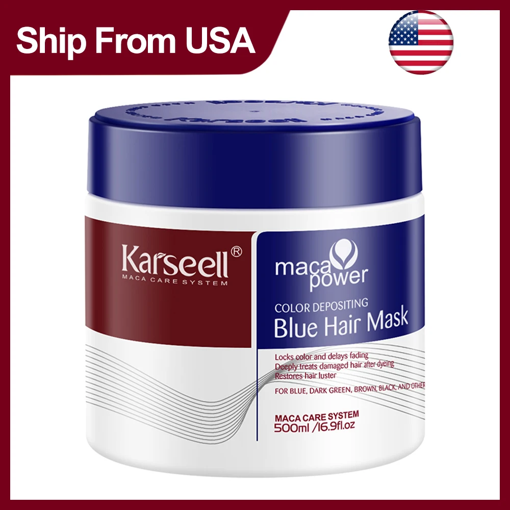 

Karseell 500mL Blue Hair Color Depositing Mask, Deep Conditioner Treatment Intensely Hydrating, Refreshes Color & Tone