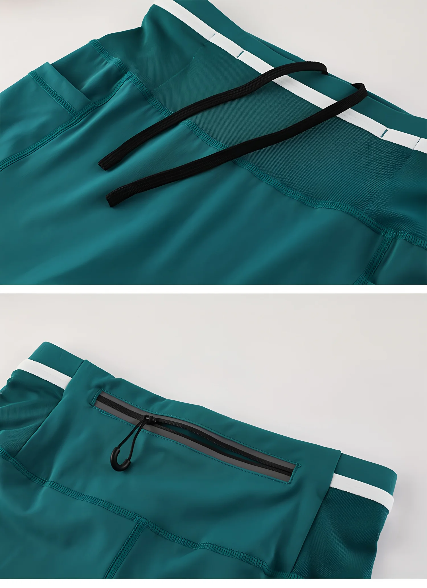 Herren Marathon-Laufshorts mit Hüfttasche Kompressions-Tights für Männer Yoga Fitness Outdoor-Sport Kurze Hose Leggings Schnelltrocknend – Detail 9