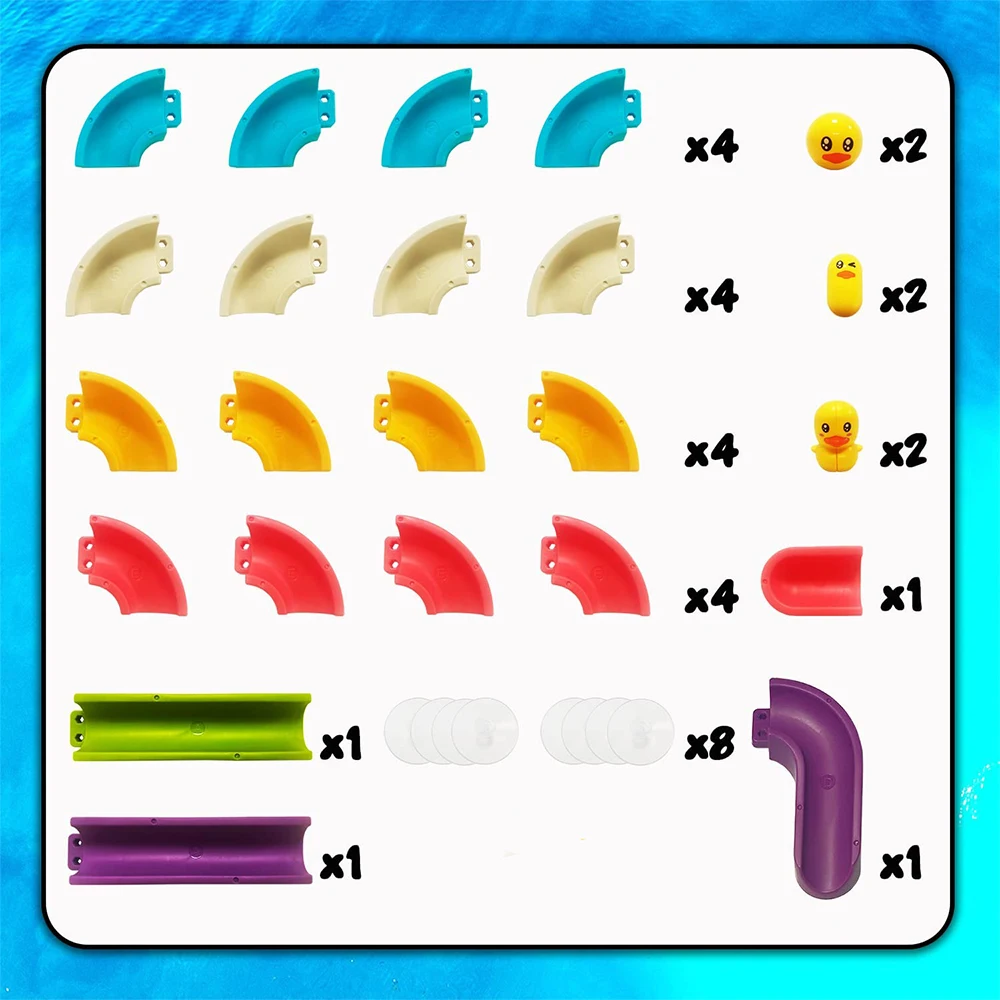 Bath Toys for Kids DIY Assembling Track Slide Suction Wall Bathtub for Toddlers Baby with Duck Shower Water Gifts for Children