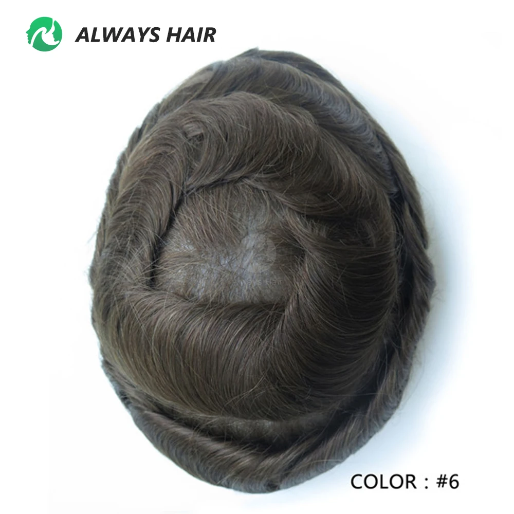 Onzichtbare Haarlijn Haar Systeem Unit Voor Mannen 0.03-0.04Mm Super Dunne Base Toupee Indian Human Hair Mens 'Topper pruik