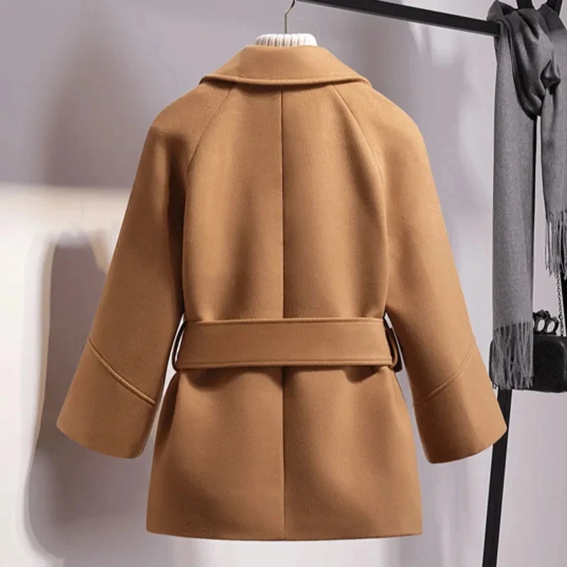 Large Size Women Woolen Coat 2023 Autumn Winter New Wool Jacket Loose Middle Aged Female Woolen Overcoat M-4XL Outcoat