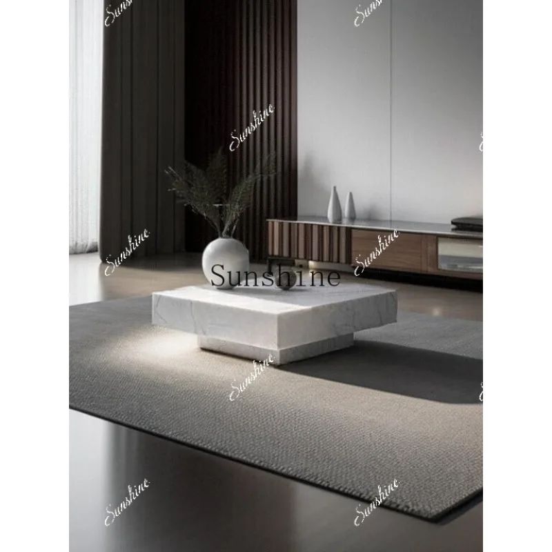 

Natural medium white marble minimalist living room suspended rectangular coffee table FT