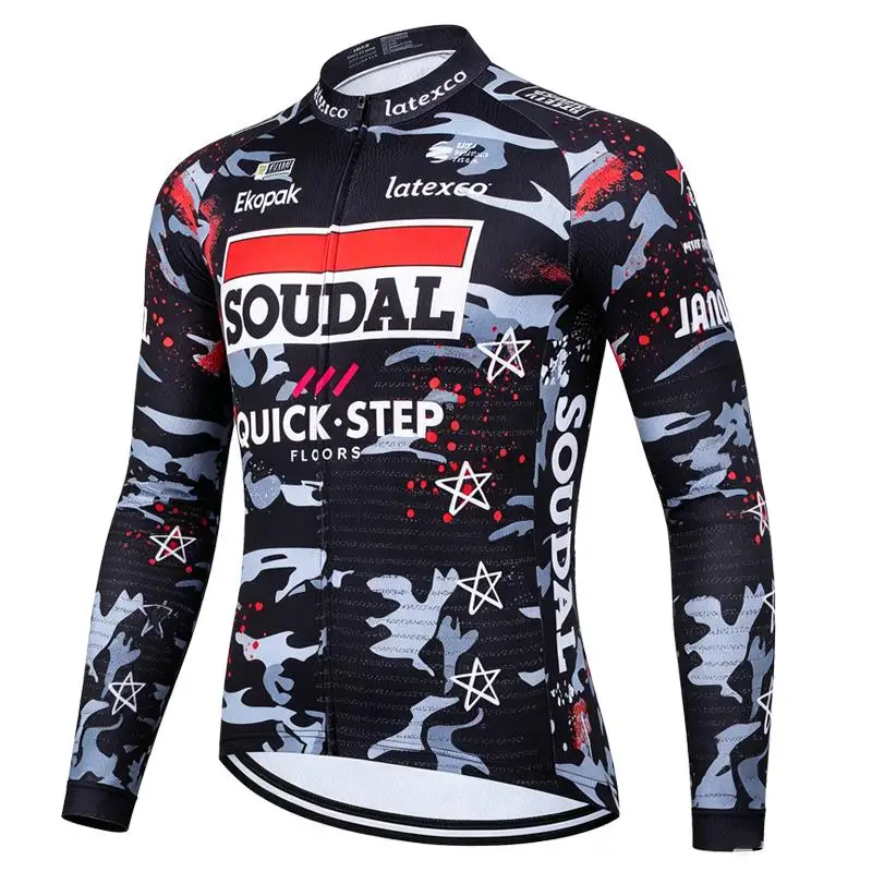 New Quick Step Spring Summer Men Long Sleeve Cycling Jersey MTB Maillot Bike Shirt Breathable Outdoor Bicycle Sports Clothing