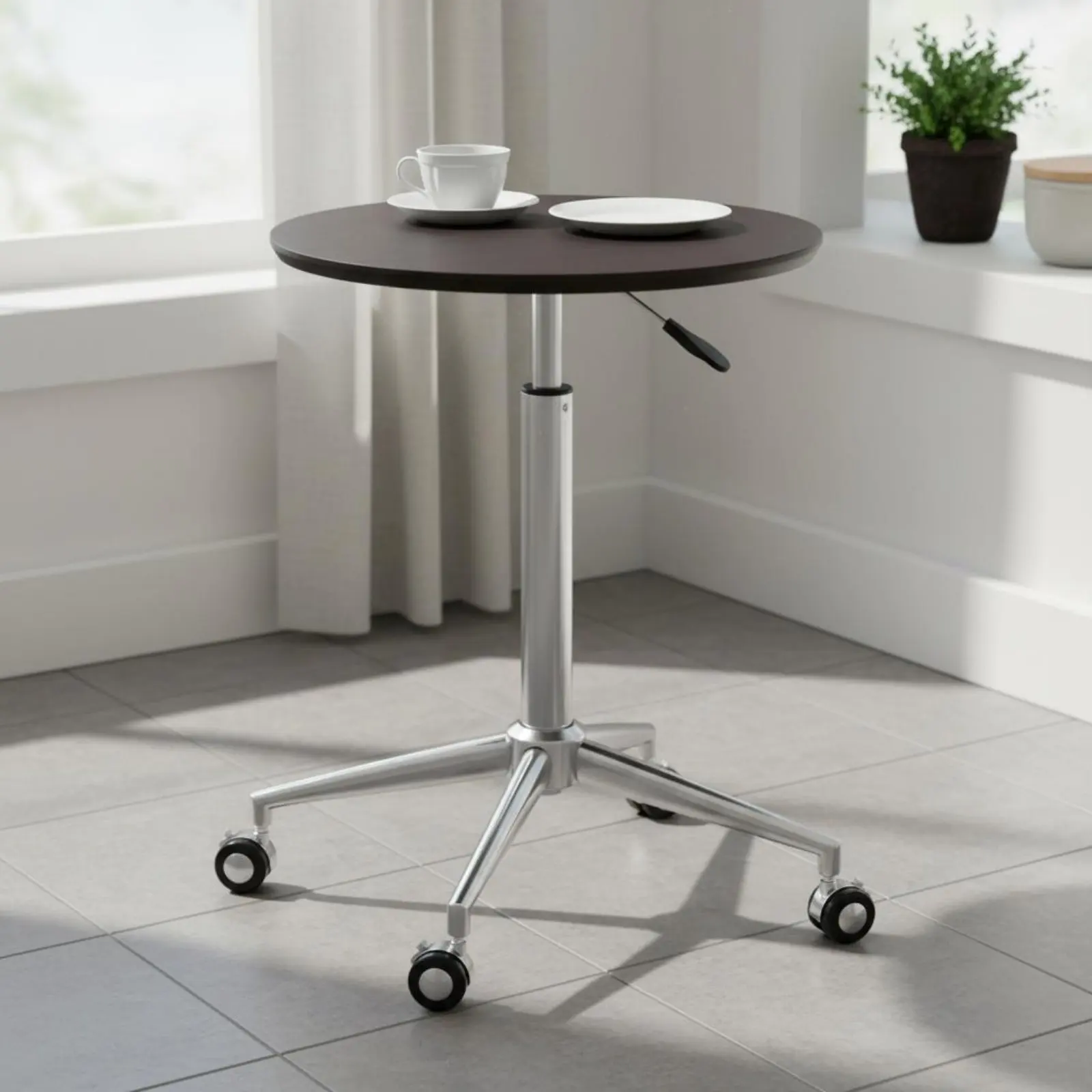 

Adjustable Height Rolling Table Full-Rotation Top Top Round Mobile End Table Rolling Laptop Stand Sturdy Construction