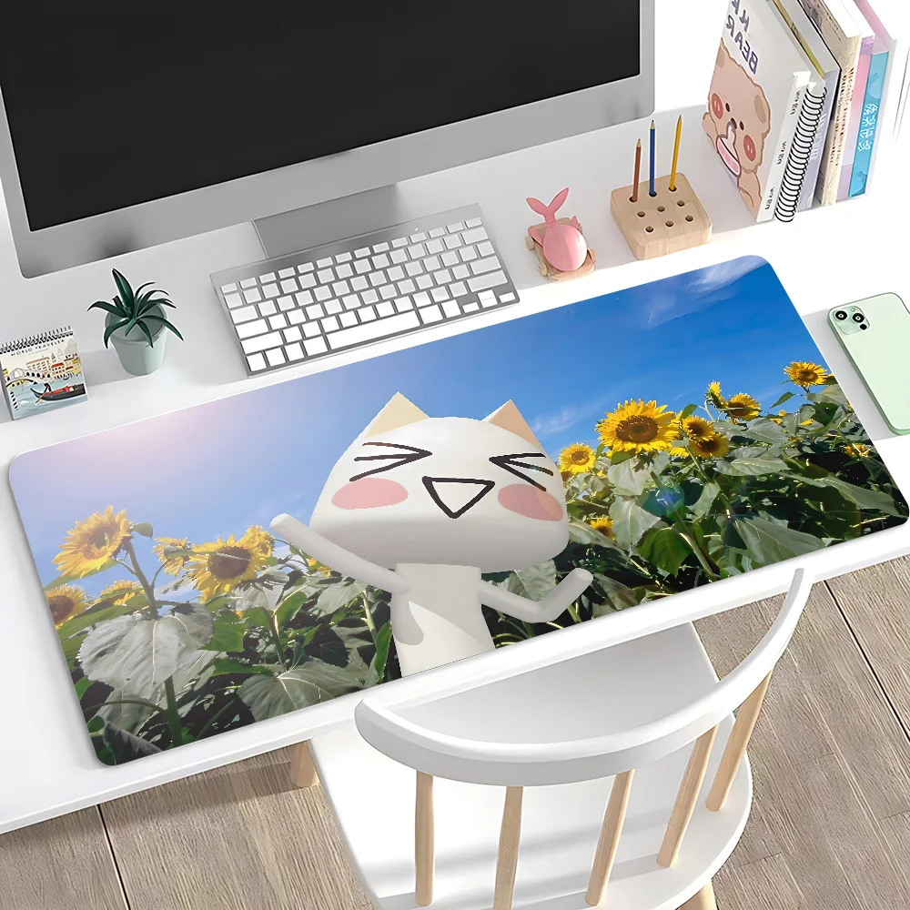 Kawaii I-Inoue Toro CUTE Cat Mousepad Large Anti-Slip Mouse Pad Stitched Edges Mat Durable Desk Laptop Gaming​ Keyboard Pad XXL