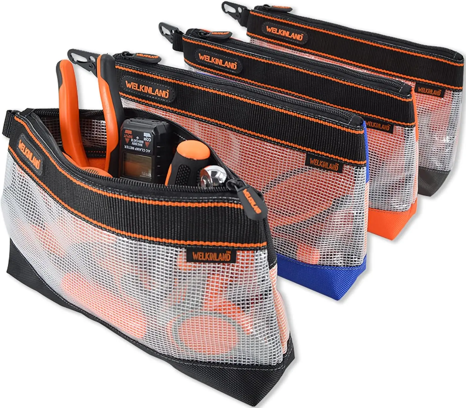 

Clear Tool Pouch Set of 4, 13-Inch Zipper Organizer Bags for Small Tools and Accessories Storage