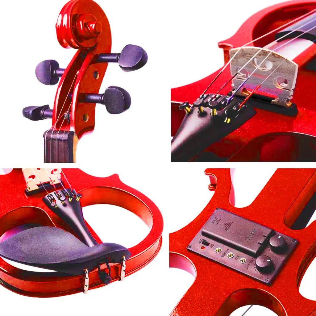 Full Size 4/4 Silent Electric Violin Solid Wood Maple With Bow Hard Case Tuner Audio Cable Strings