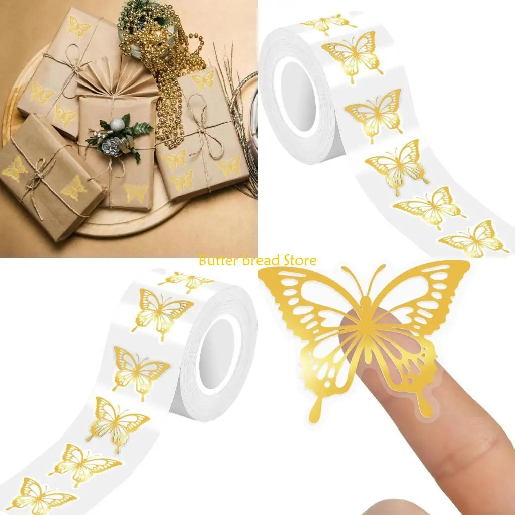 

W89C 1 рулон многоразовая наклейка с дизайном золотой бабочки, клейкая декоративная наклейка из ПВХ для изготовления украшений и