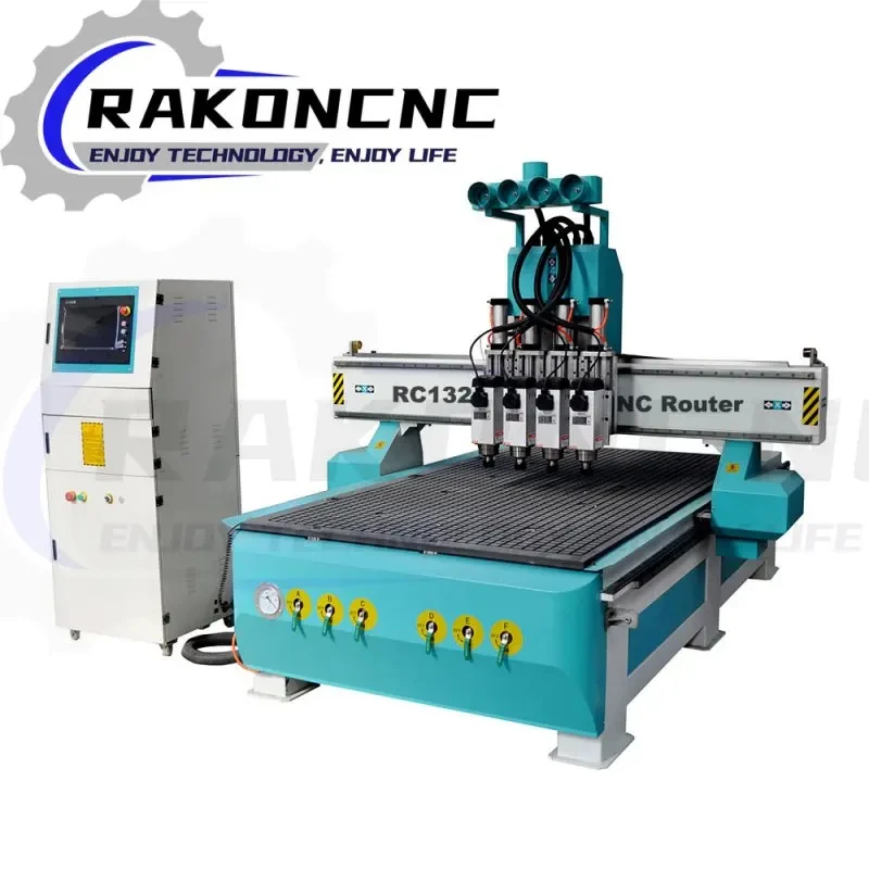 Jinan Rakoncnc Four Heads Automatic Change Tools RC1325-4 ATC Cnc Router Machine For Manufacturer