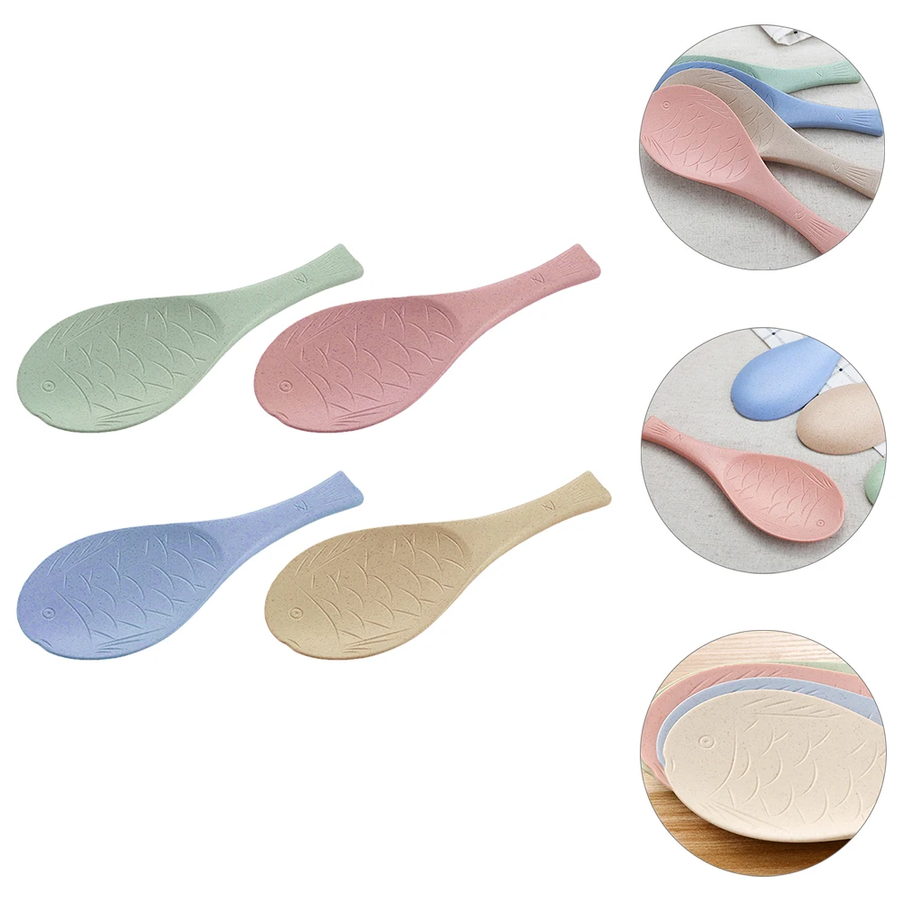 

4Pcs Fish Pattern Rice Spoons Food Grade Material Non-Stick Rice Paddle Kitchen Utensils for Utensil