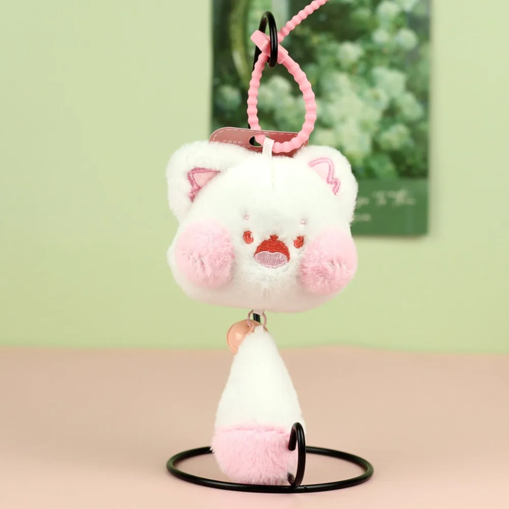 Creativity Long Tail Plush Cat Keychain PP Cotton with Bell Cat Plush Keyring Cute Cartoon Plush Cat Doll Pendant Bag Pendant