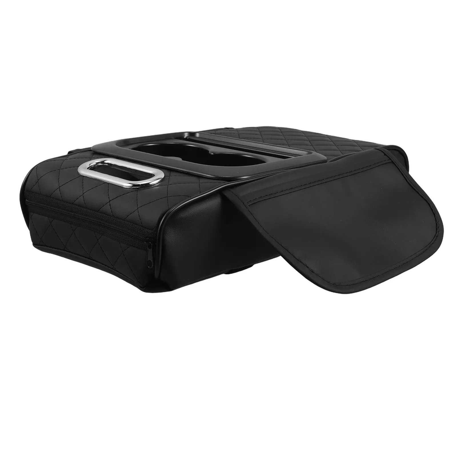 Reposabrazos Universal para Auto con Caja de Almacenamiento, Cojín Elevador de PU, Portavasos, Portapañuelos y Organizador, Accesorio Interior para Auto