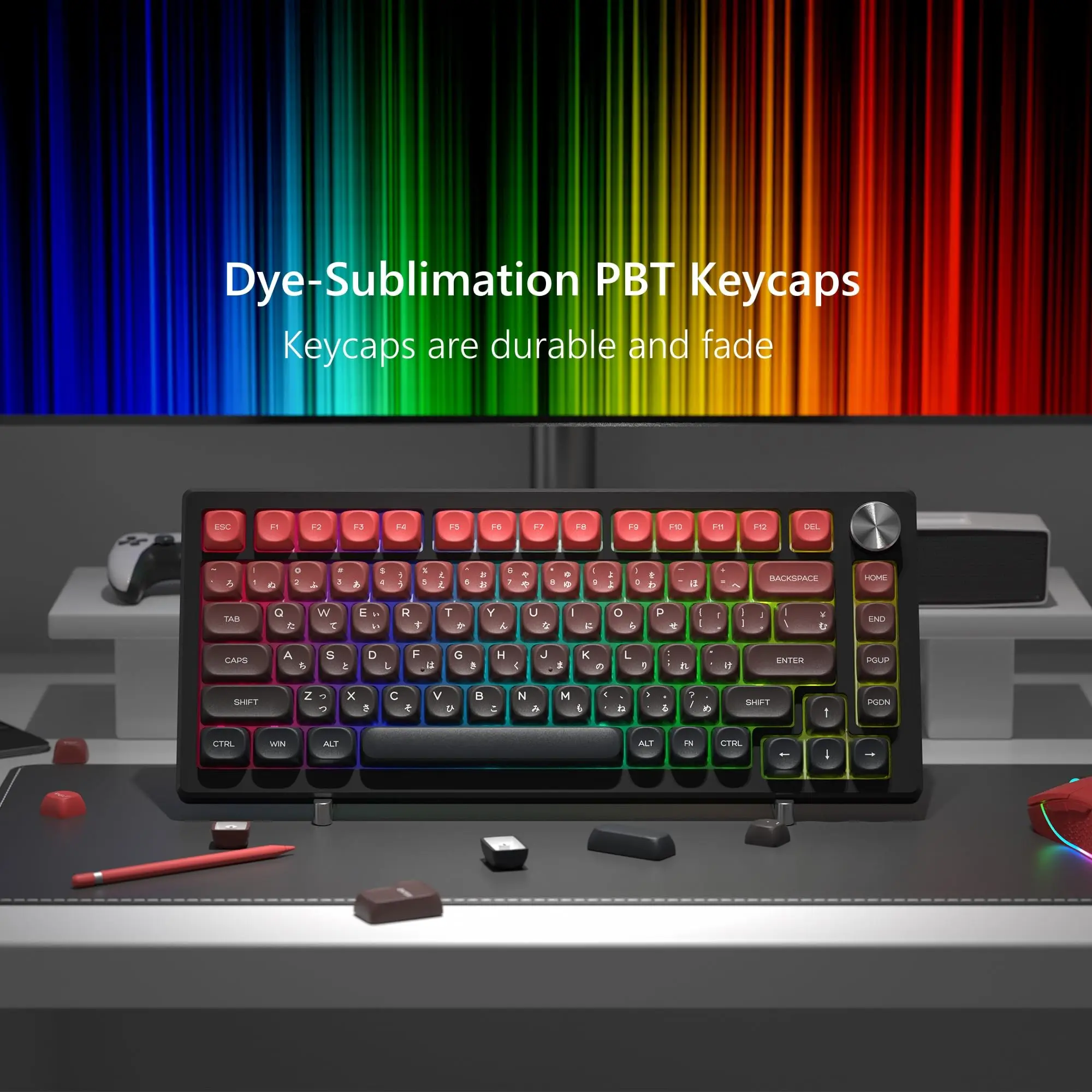 134 Keys MOA Profile Black Red PBT Keycaps Customs Dye Sub Key caps for 61/87/104 Cherry MX Switch Gaming Mechanical Keyboard