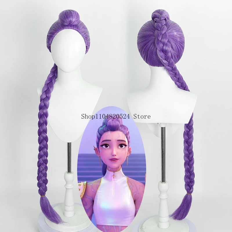 Filme kpop cosplay peruca mira rumi zoey demônios caçadores roxo preto vermelho cabelo longo resistente ao calor perucas sintéticas carnaval adereços
