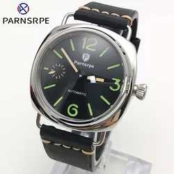 Men's vintage classic manual watch with leather strap and green luminous sterile dial, men's new waterproof watch