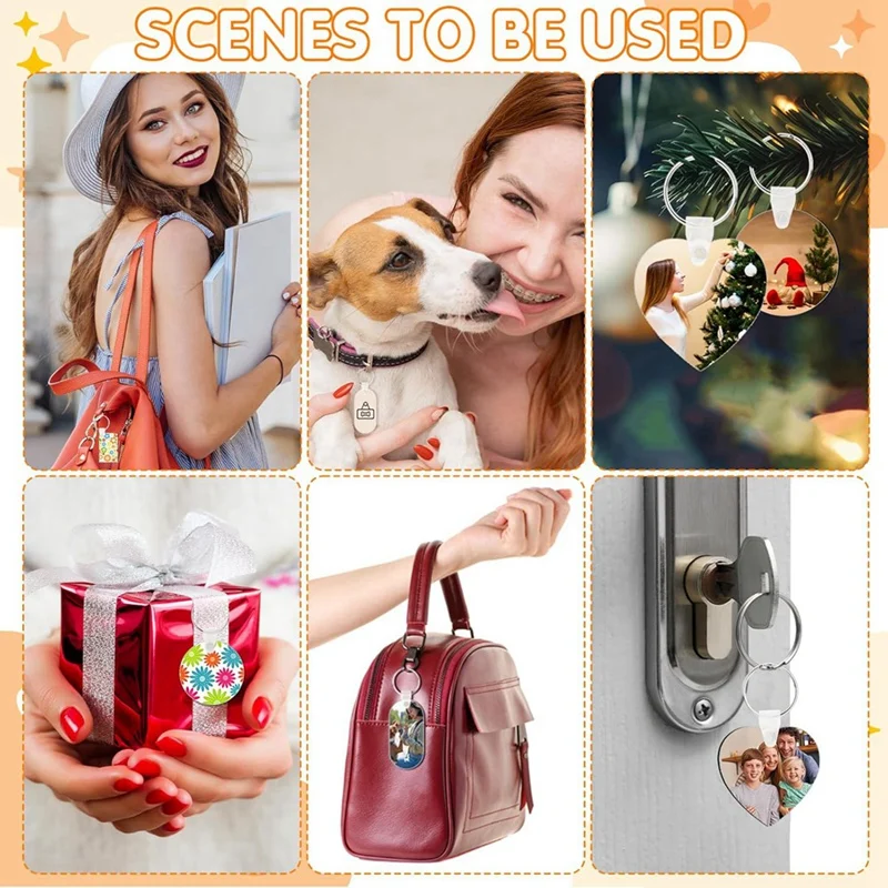 300 buah gantungan kunci sublimasi polos Transfer panas dua sisi sublimasi MDF Set kosong dengan cincin gantungan kunci