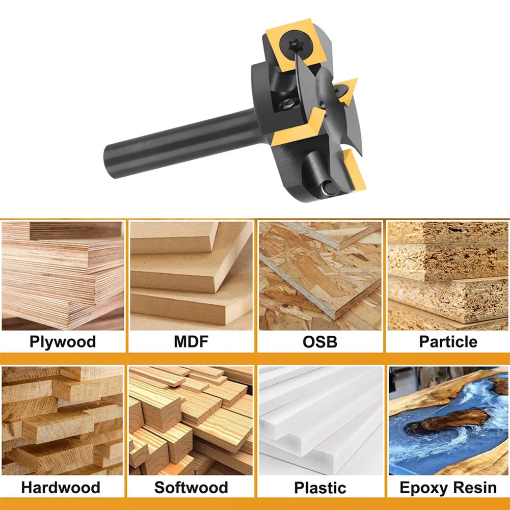 

4-flute Router Bit Carbide Router Bit For Woodworking Gold Multi-material Compatibility Flattening And Resurfacing