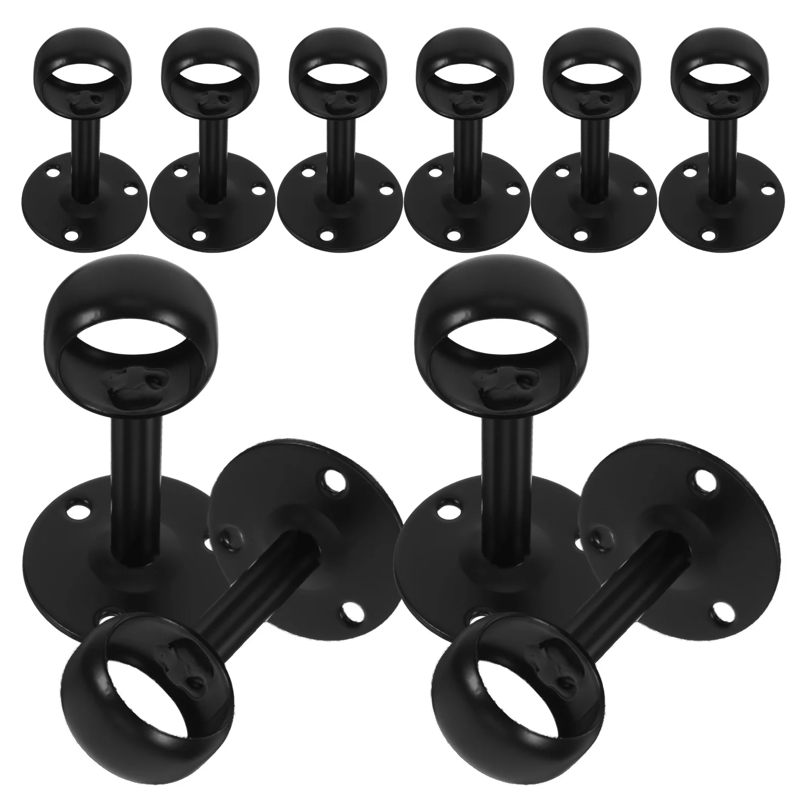 

16 Pcs Black Stainless Steel Flange Seat Round Tube Holders Ceiling Mount Bracket for Balcony Shower Curtain Rod Support