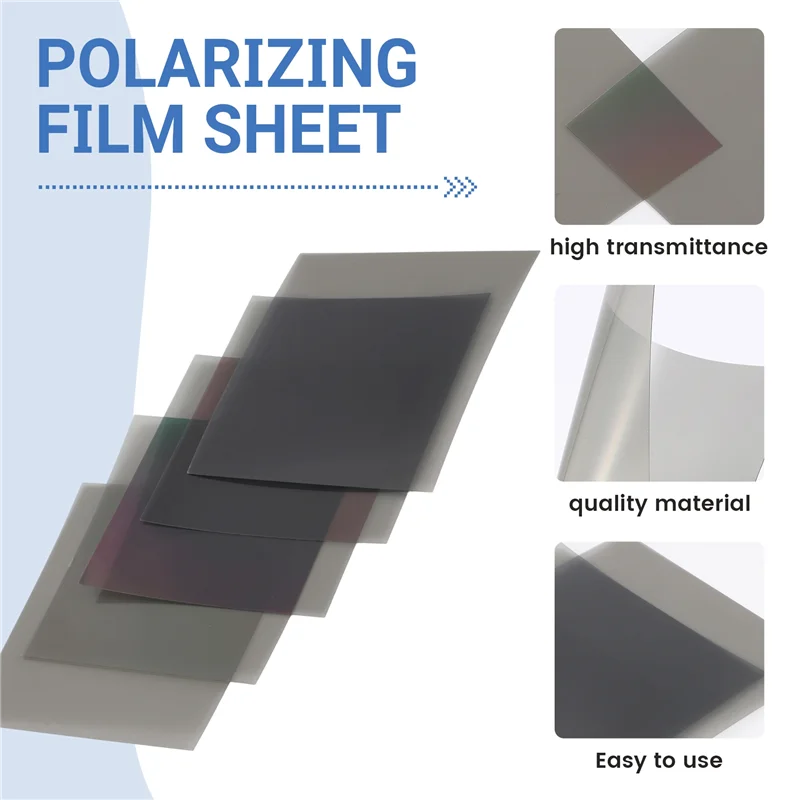 B50B-Linear Polarizer Film LCD/LED Polarized Filter For Polarization Photograph 10X10cm ,5PCS No Adhesive