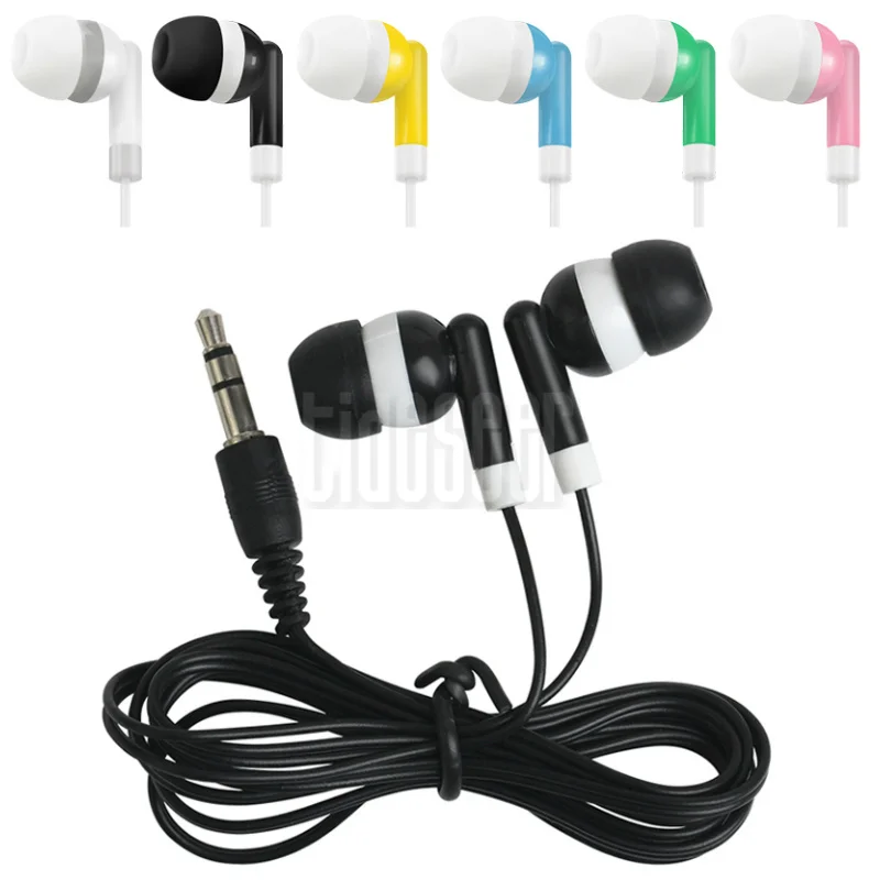 10000pcs Colorful Disposable Earphone Cheapest 3.5mm Wired Stereo Earbuds for Bus or Train or Plane For School Gift One Time Use