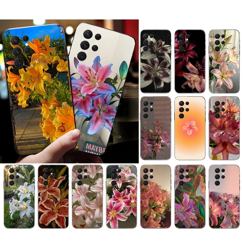 زهرة الزنبق قضية الهاتف لسامسونج غالاكسي A55 A16 A56 A36 A23 A35 A15 A53 A54 A33 A34 A25 A05S A52 A52S A14 A13 A71 #1