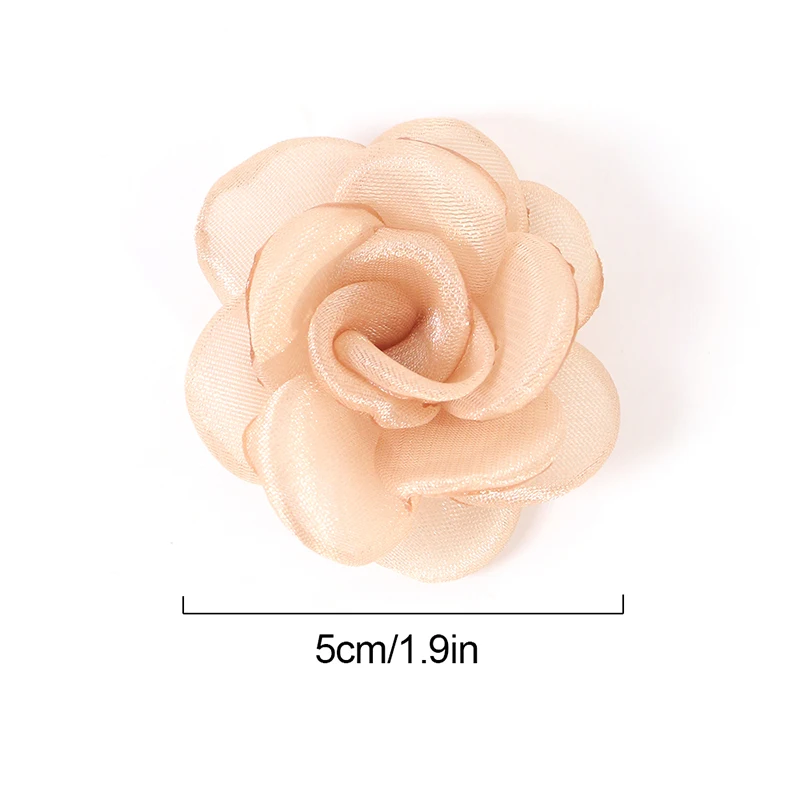 5Pcs/Lot Pink Camellia Rose Chiffon Fabric Flower for Home Room Wedding Invitation Artificial Flowers for Dress Decorations