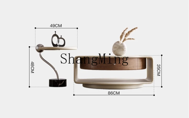 SM creative cream wind coffee table combination new high-end round home modern simple living room