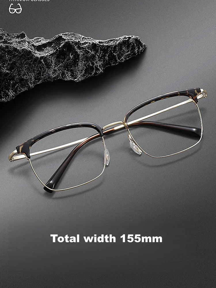 JAEVAR Neuer 155 mm Titan-Augenrahmen, ultraleichter Halbrahmen, Herren-Augenrahmen, Business-Optik, verschreibungspflichtiger Rahmen 26030 – Detail 1