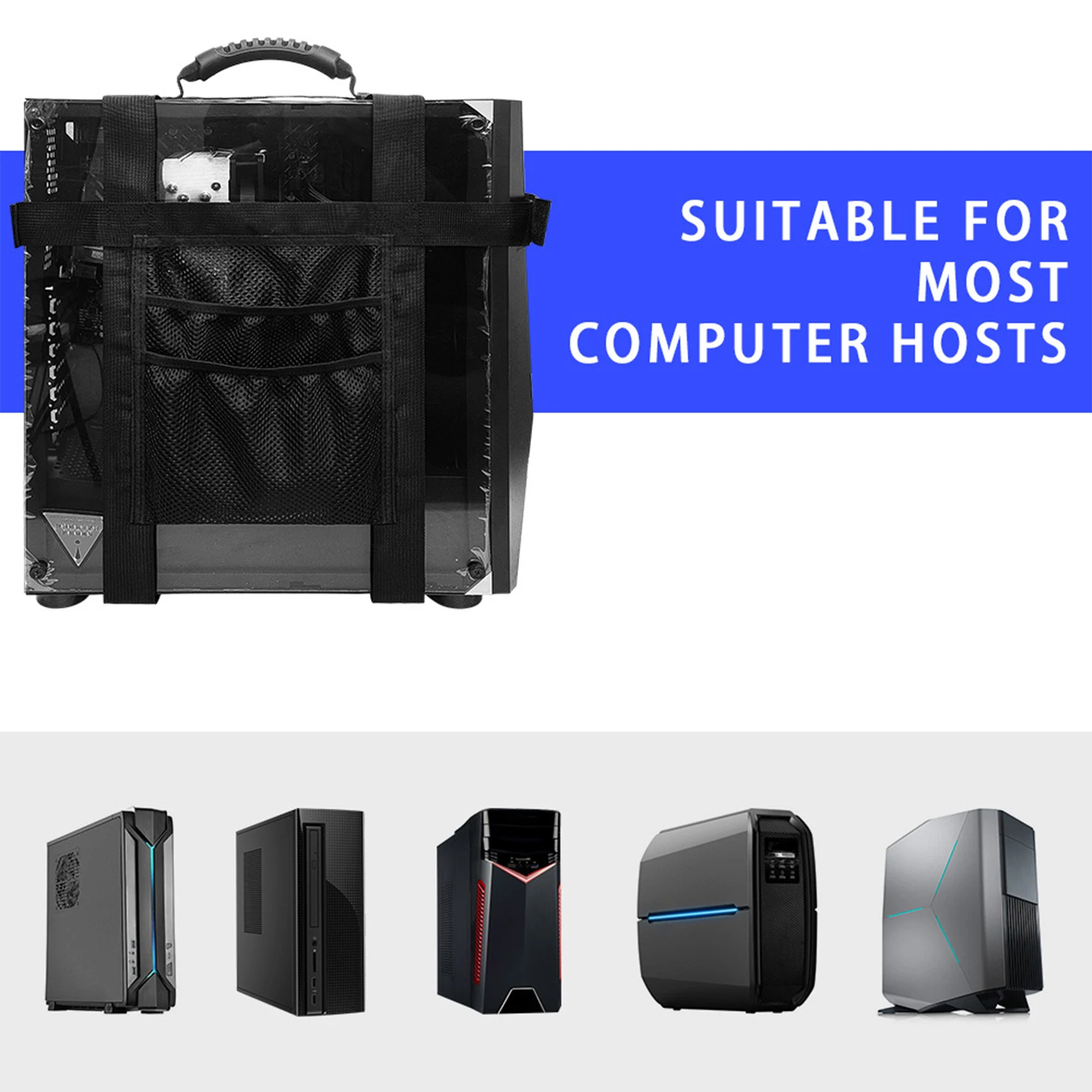 PC Tower Carrying Strap Universal Portable Sturdy Desktop Computer Tower Carrier Adjustable Harness with Pockets for Computers