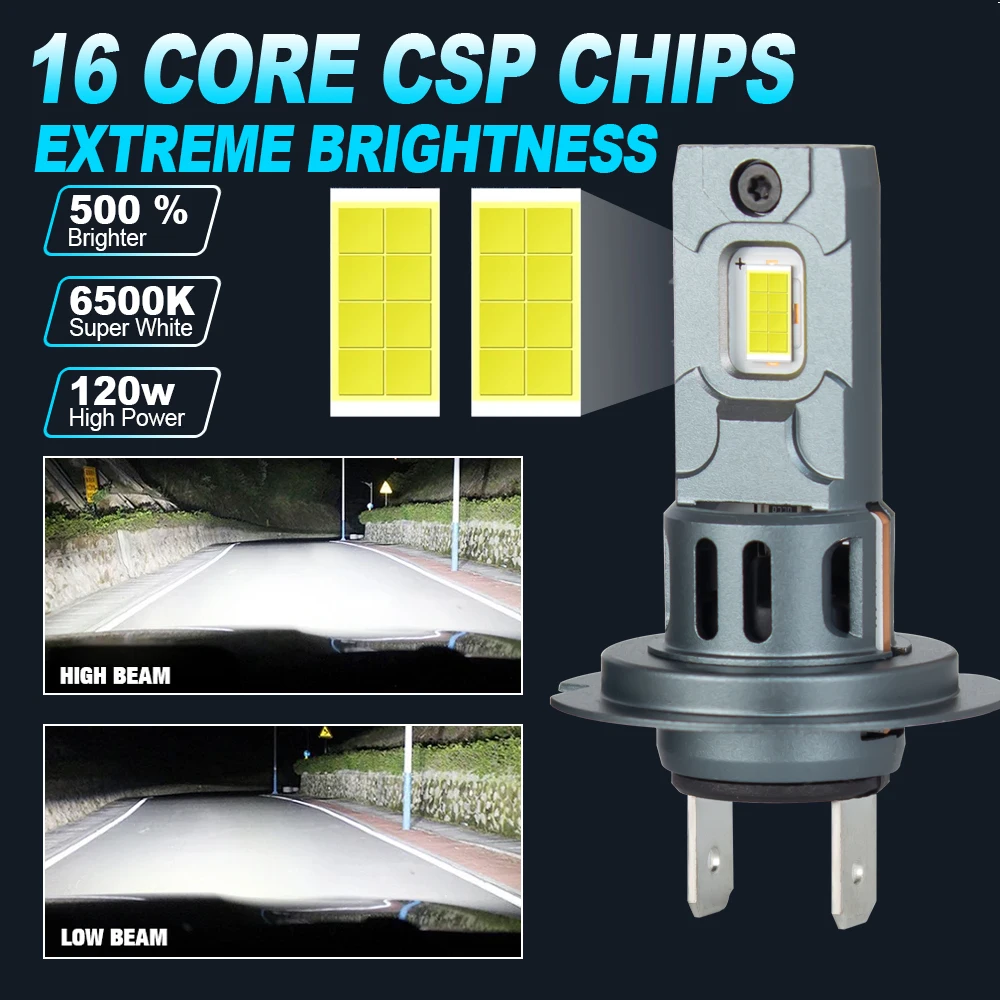 20000LM Mini H7 LED Headlight Bulb Wireless 120W CSP for Car Headlamp Auto Diode Lamps H7 Turbo Led 12V 6500K view 2