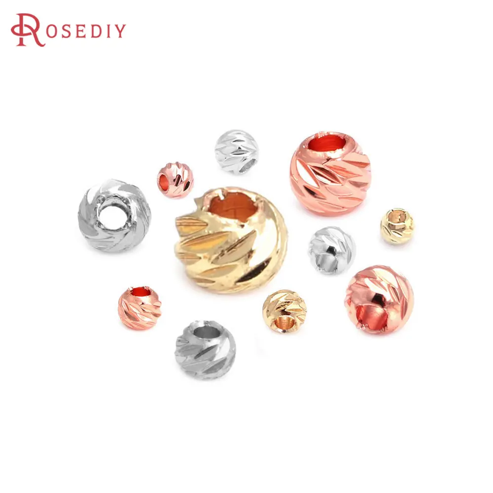 2.5MM 3MM 4MM 5MM 6MM 8MM Brass Faceted Round Ball Necklaces Bracelets Spacer Beads Jewelry Making Diy Findings Accessories