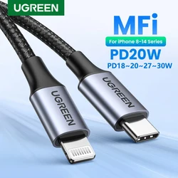 UGREEN MFi Certified USB C to Lightning Cable PD Fast Charging data for Apple iPhone 14 13 12 11 ipad charger 20W 30W braided
