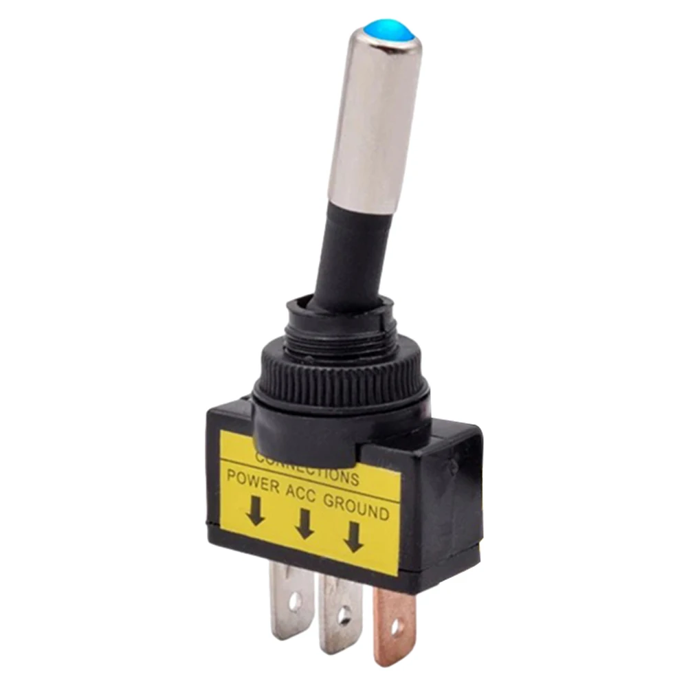 12mm For Toggle Switch Automotive SPST ON OFF 2 Position 3 Pin with LED 12/24V DC for Panel Mount and Appliance Use