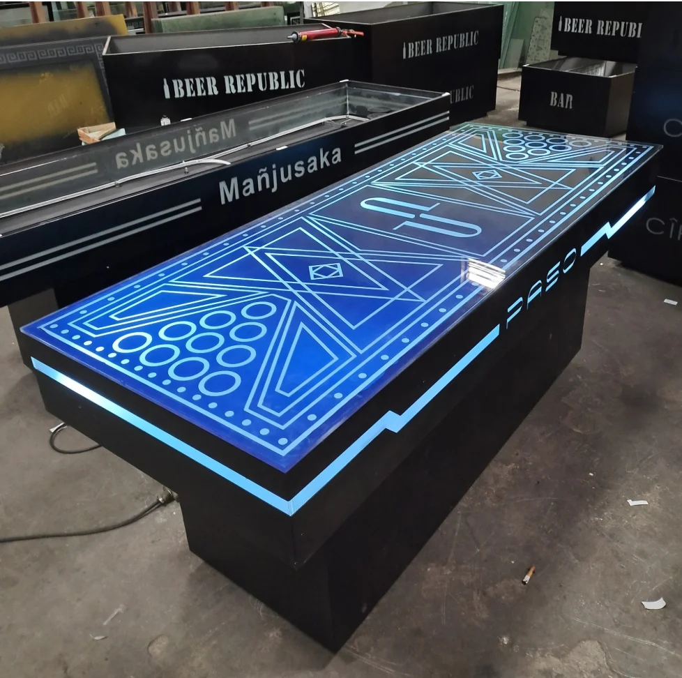 Atacado LED - Mesa de Beer Pong de bar iluminado com design de néon personalizável para eventos de jogos em boate e uso em festas