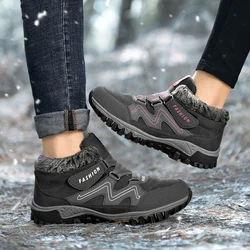 Men Boots 2023 Winter New Couple Plush and Anti Slip Ankle Fashion Snow Boots Rubber Work Boots Comfortable Casual Hiking Boots