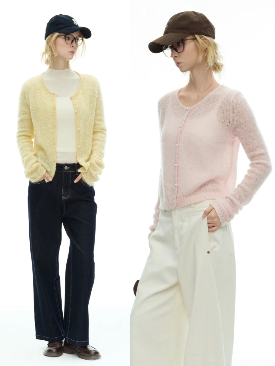 

Вязаный кардиган PISN Soft Camere для женщин, свободный крой, круглый вырез, удобный и теплый, осенне-зимний, модный стиль