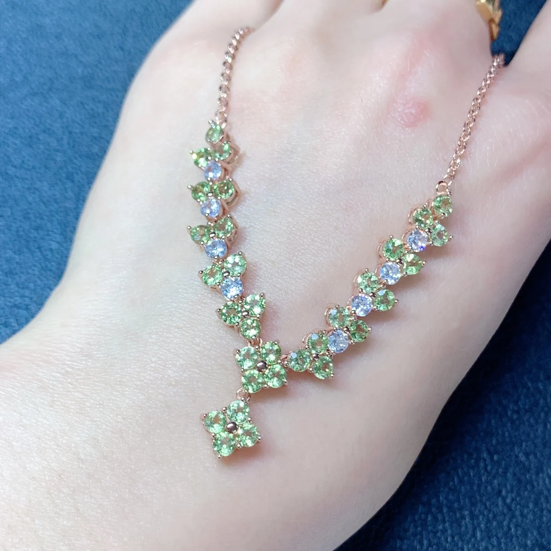 

Beautiful and simple generous 925 pure silver pure grain fine natural peridot chain bracelet for women free luxury jewelry