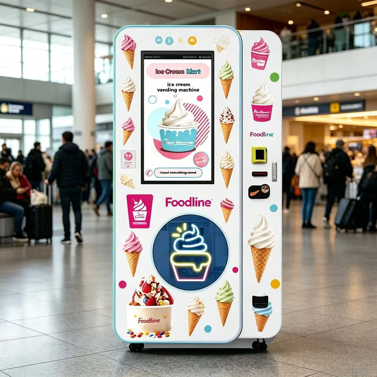 FL Coin Operated Robot Soft Serve Frozen Ice Cream Vending Machine Digital Screen Self Service Function with Open SDK Commercial