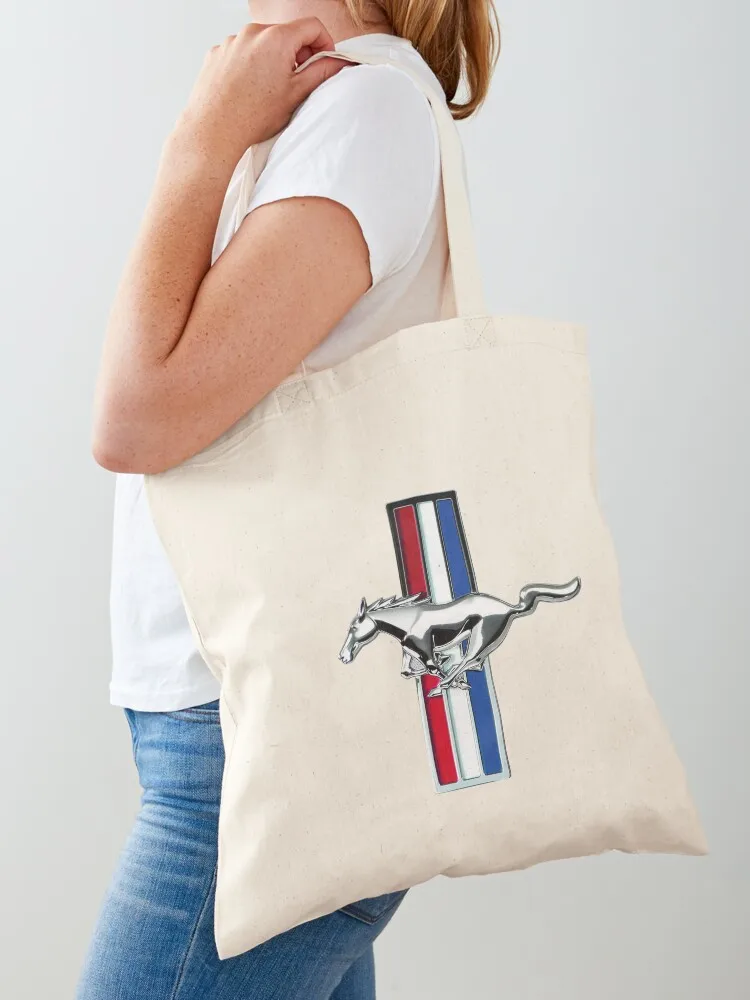 Mustang Runnig Pony Badge Tote Bag Shopping bags canvas tote bags reusable shopping bag Fabric bag Canvas Tote