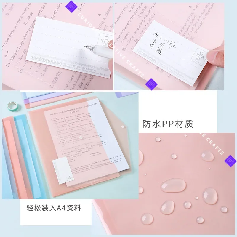 A4 Macaron Color File Folders PP Plastic Durable Waterproof Transparent Wholesale Paper Storage Pouch Office Document Organizer