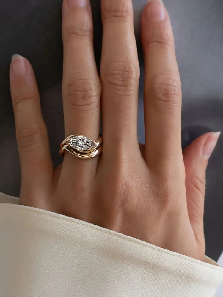 Anello curvo con raggio piccolo minimalista semplice in argento sterling 925 per le donne Festa di fidanzamento Abbigliamento quotidiano Gioielleria raffinata di alta qualità