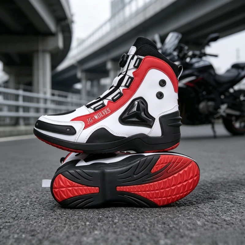 New Men's Waterproof Windproof New Style Motorcycle Anti-slip Professional Leisure Motorcycle Boots Rubber Sole Riding Shoes