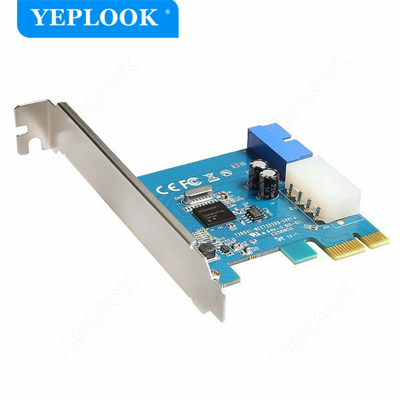 PCI-E x1 Expansion Card PCIe to 19Pin/20Pin + Large 4Pin IDE Power Connector External to Internal Adapter Card NEC720200 Chipset