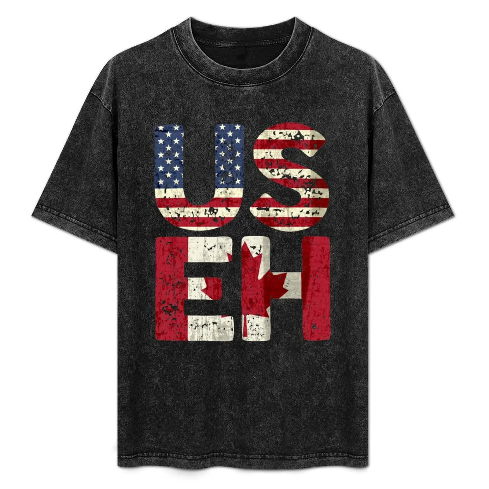 

Canada US EH American Canadian Flag Vintage America Colors Patriotic Gifts T-Shirt Plus Size Loose Short Sleeve Top