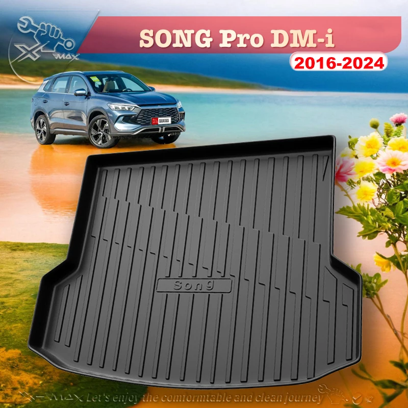 

For BYD SONG Pro DM-i 2016-2024 Fit Car Trunk Mat All Season Black Cargo Mat 3D Shaped Laser Measured Trunk Liners