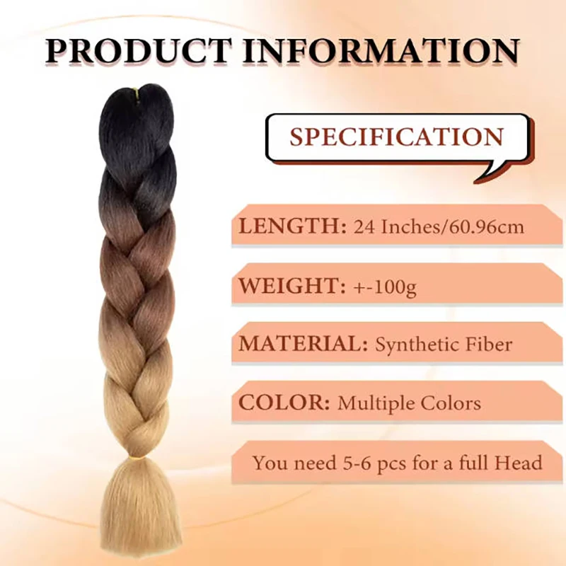 New Colors Synthetic Hair Twist Braids Ombre Color For white Women Braiding Hair Extensions Jumbo Braids Hair